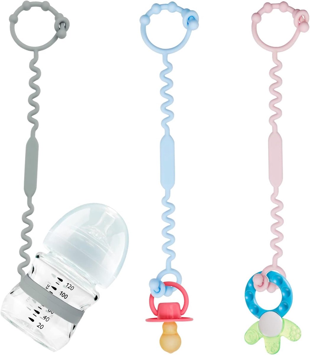 3 Stuks - Siliconen speelgoedriempjes voor kinderwagens