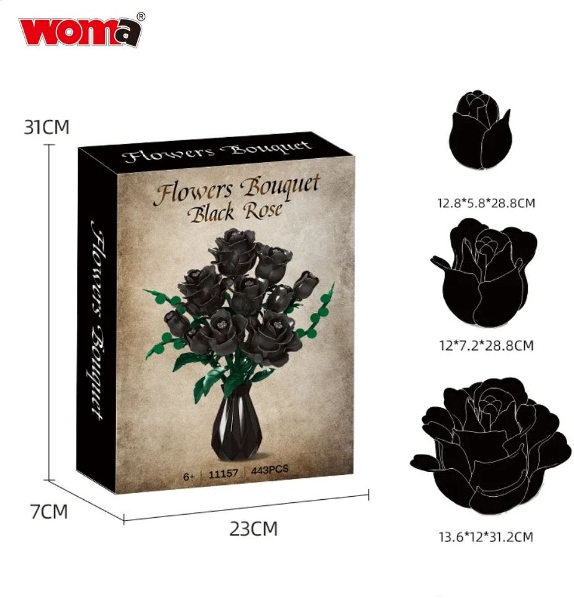 Zwarte Rozen BIoemen Boeket bouwset