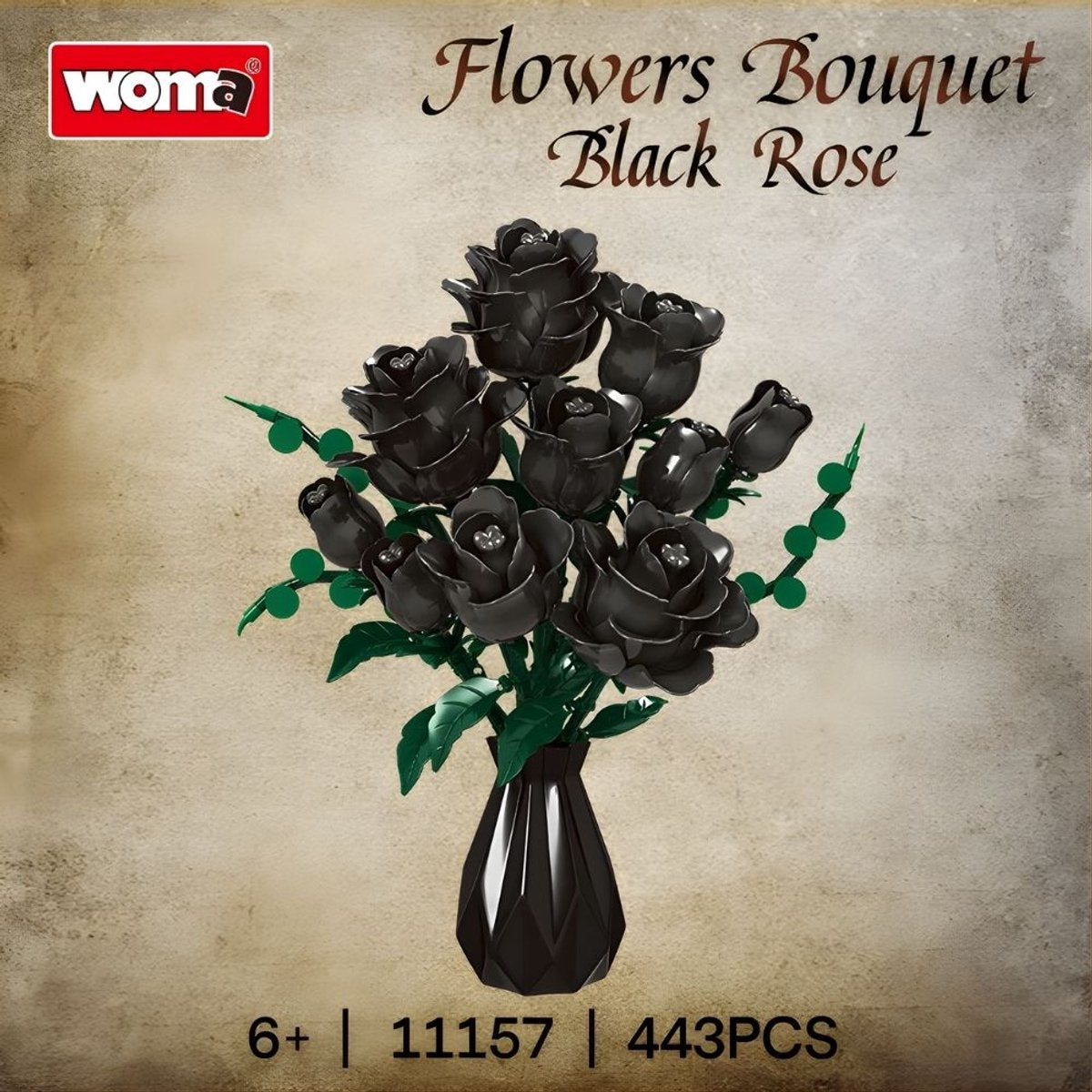Zwarte Rozen BIoemen Boeket bouwset
