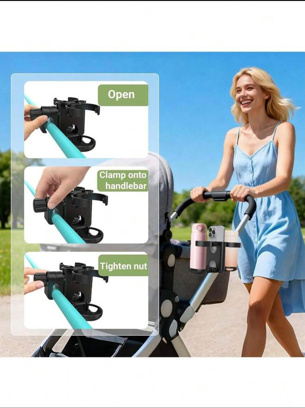 3-in-1 bekerhouder voor in de kinderwagen
